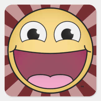 幸せになれ！赤四角ステッカー スクエアシール