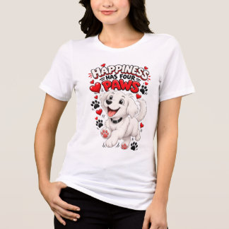 幸せには四本の足があります かわいい犬Tシャツ トライブレンドTシャツ