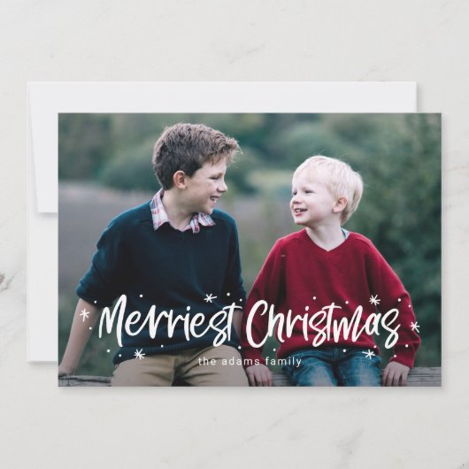 幸せに描かれた最も楽しいクリスマスの写真カード シーズンカード (正面)