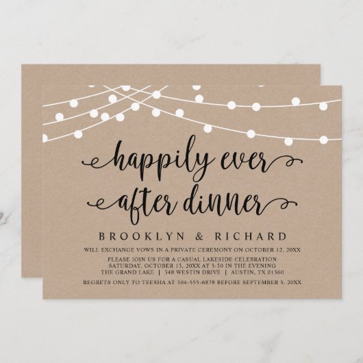 幸せに暮らして ウェディングエロープメント ディナーの招待状 招待状 (正面/裏面)