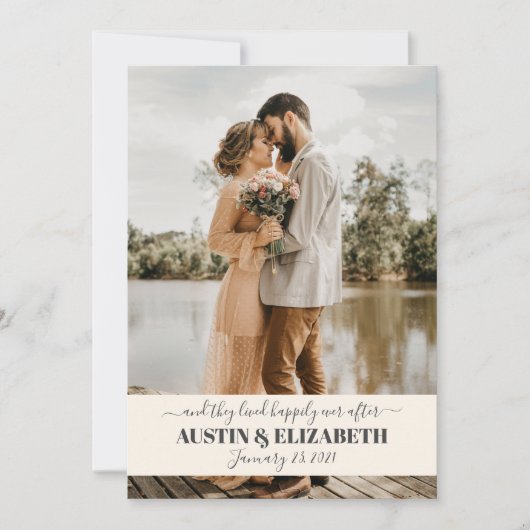 幸せに暮らしました　ウェディング サンクス 招待状 (正面)