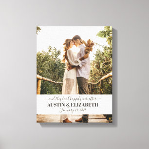 幸せに暮らしました 結婚看板 キャンバスプリント