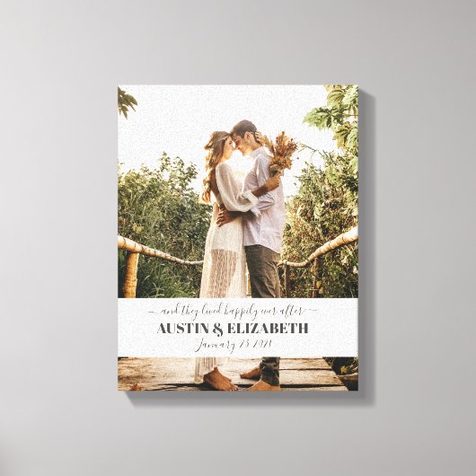 幸せに暮らしました 結婚看板 キャンバスプリント (正面)