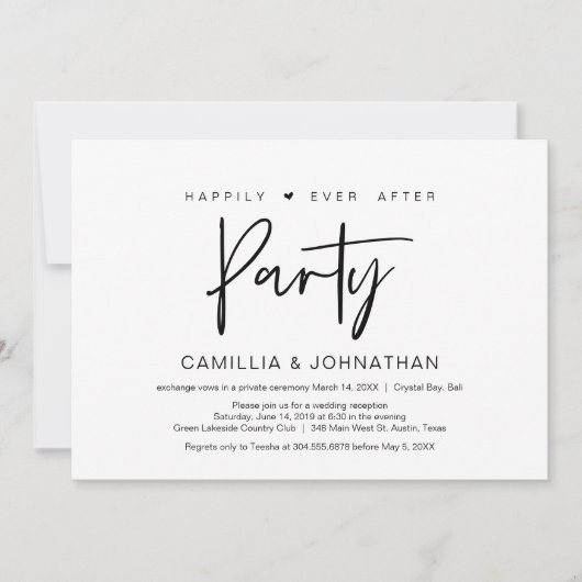 幸せに暮らすアフターエロープメントパーティー、カジュアル 招待状 (正面)