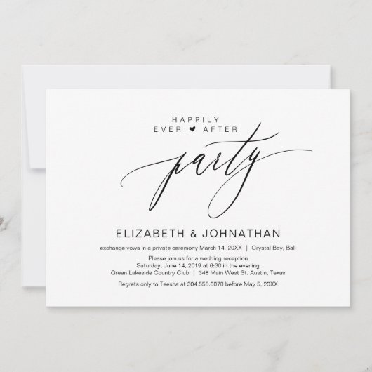 幸せに暮らすエロープメントパーティー、ミニマル 招待状 (正面)