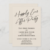 幸せに暮らすパーティー エレガント タイポグラフィー クリーム 招待状 (正面/裏面)