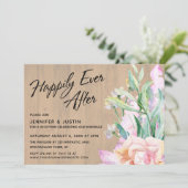 幸せに暮らす アーティスティック ウォーターカラー フローラル ウッド 招待状 (スタンド正面)