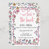 幸せに暮らす ウォーターカラー フラワーボウ 招待状 (正面/裏面)