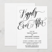 幸せに暮らす エレガントなスクリプト ブラック＆ホワイト 招待状 (正面/裏面)