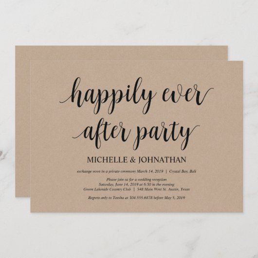 幸せに暮らす、結婚式の秘密挙式招待状 招待状 (正面/裏面)