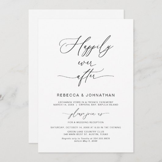 幸せに暮らす, 黒のフォント, 挙式パーティー 招待状 (正面/裏面)