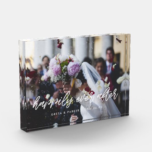 幸せに暮らせますように 現代オーバーレイ ウェディング フォトブロック (左)