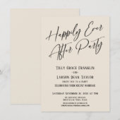 幸せに暮らそうパーティー エレガント タイポグラフィー クリーム 招待状 (正面/裏面)