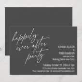 幸せに暮らそうパーティー グレー 結婚式披露宴 招待状 (正面/裏面)