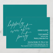 幸せに暮らそうパーティー ティール ウェディング レセプション 招待状 (正面/裏面)