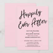 幸せに暮らそう カジュアルウェディングパーティー ライトピンク 招待状 (正面/裏面)