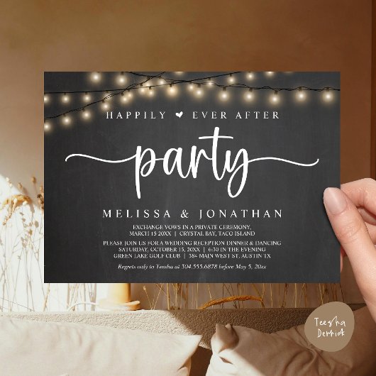「幸せに暮らそう」パーティー　ストリングライトの秘密の結婚式 招待状