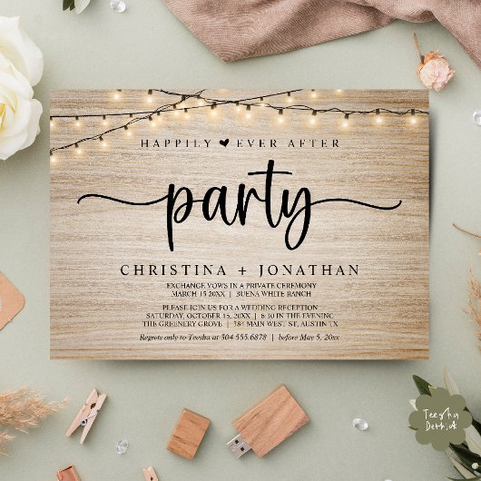 「幸せに暮らそう」パーティー、ストリングライト ウェディング 招待状