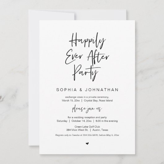 幸せに暮らそう, 黒いフォント, 挙式パーティー 招待状 (正面)