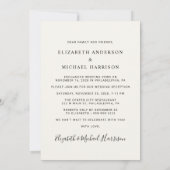 幸せに永遠にパーティー アーチ フォト クリーム ウェディング 招待状 (裏面)