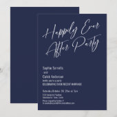 幸せに永遠にパーティー 現代 エレガント ネイビーブルー 招待状 (正面/裏面)