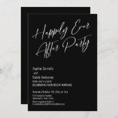 幸せに永遠にパーティー 現代 エレガント ブラック 招待状 (正面/裏面)