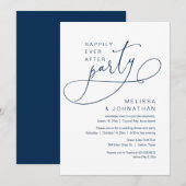 幸せに永遠に ウェディングエロープパーティー ネイビー 招待状 (正面/裏面)