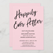幸せに永遠に カジュアルウェディングパーティー ライトピンク 招待状 (正面/裏面)