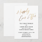 幸せに永遠に ゴールド エレガント ウェディングパーティ 招待状 (正面/裏面)