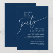 幸せに永遠に、ネイビーウェディングエロープメントパーティーI 招待状 (正面/裏面)