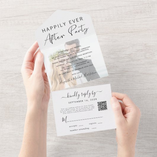 幸せに永遠に フォトQRコード 結婚式の披露宴 オールインワン招待状 (貼ってはがせる)