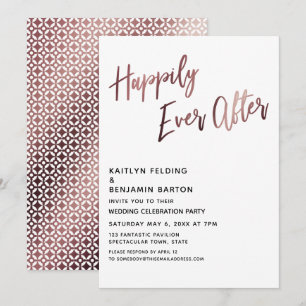 幸せに永遠に ローズゴールドの結婚式の披露宴 招待状