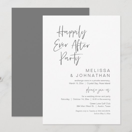 幸せに永遠に、結婚式の秘密結婚パーティー招待状 招待状 (正面/裏面)