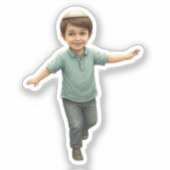 幸せに満ちたダンスユダヤ少年 - 楽しく元気なデザイン シール (正面)