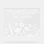 幸せに満ちた野生の花の結婚式ウェルカム アクリルサイン (正面)