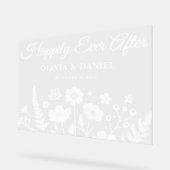 幸せに満ちた野生の花の結婚式ウェルカム アクリルサイン (傾斜)