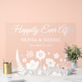 幸せに満ちた野生の花の結婚式ウェルカム アクリルサイン (ウェディング)