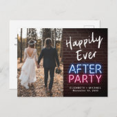 幸せに続くパーティー・ネオン結婚写真 案内ポストカード (正面/裏面)