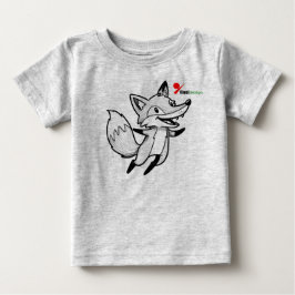 幸せに跳ねる狐のスケッチアート キッズ・トドラーTシャツ ベビーTシャツ