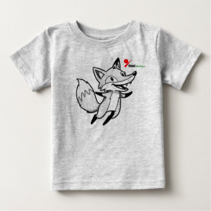 幸せに跳ねる狐のスケッチアート キッズ・トドラーTシャツ ベビーTシャツ