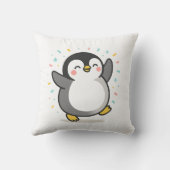 幸せに踊るペンギンのカスタムキッズイラスト クッション (裏面)