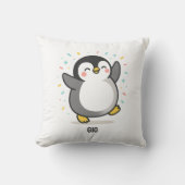 幸せに踊るペンギンのカスタムキッズイラスト クッション (正面)