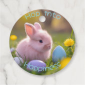 幸せに飛び込む – フワフワのピンクのバニーイースター フェイバータグ (裏面)