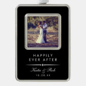 幸せに |エレガモダンントな結婚式写真 シルバープレートフレームオーナメント (正面)