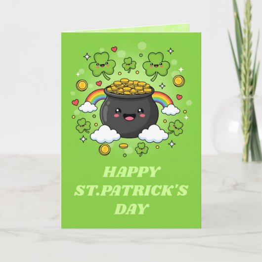 幸せのつぼ ポット・オブ・ハピネス St. Patrick's Day カード (正面)