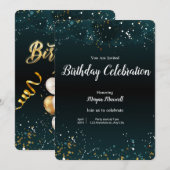 幸せのひととき：ケーキをテーマにした誕生日カード 招待状 (正面/裏面)