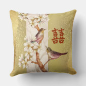 幸せの双喜の鳥と花 クッション (裏面)