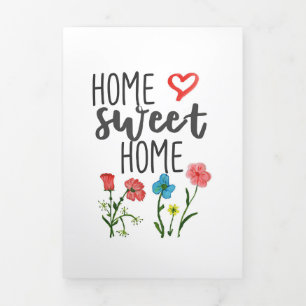 幸せの名言 家 Sweet Home 花 三つ折りカード