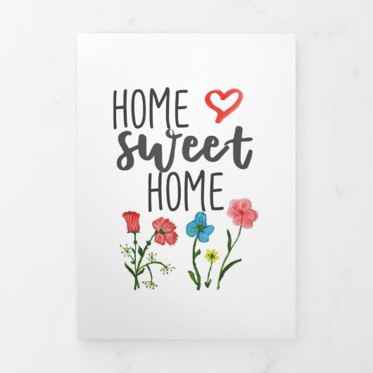 幸せの名言 家 Sweet Home 花 三つ折りカード (カバー)