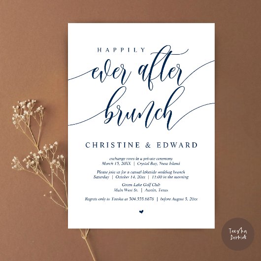 幸せの始まりを優雅に「Happily Ever After Elopement Brunch」、ネイ 招待状